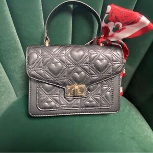 ALDO Black Shoulder Bag Crossbody Embossed Heart Purse